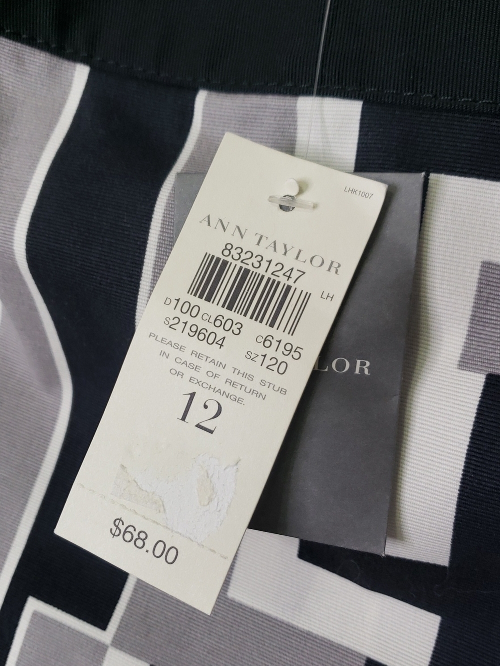 NWT Ann Taylor Black, White & Gray Geometric Skirt Size 12 - Picture 5 of 6